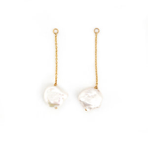 Detachable Pearl and Chain Drops for Earrings, Solid 18k Gold