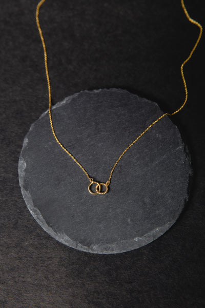Interlocked Mini Circles Necklace, Solid 18k Gold