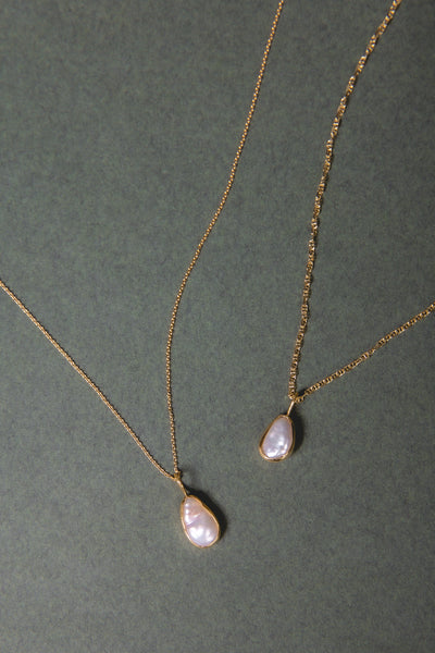 Pearl Outline Pendant / Necklace, Solid Gold