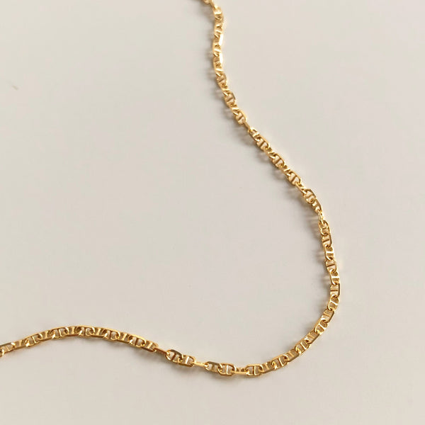 Everyday Thin Flat Anchor Chain Necklace / Bracelet, Solid 14k Gold