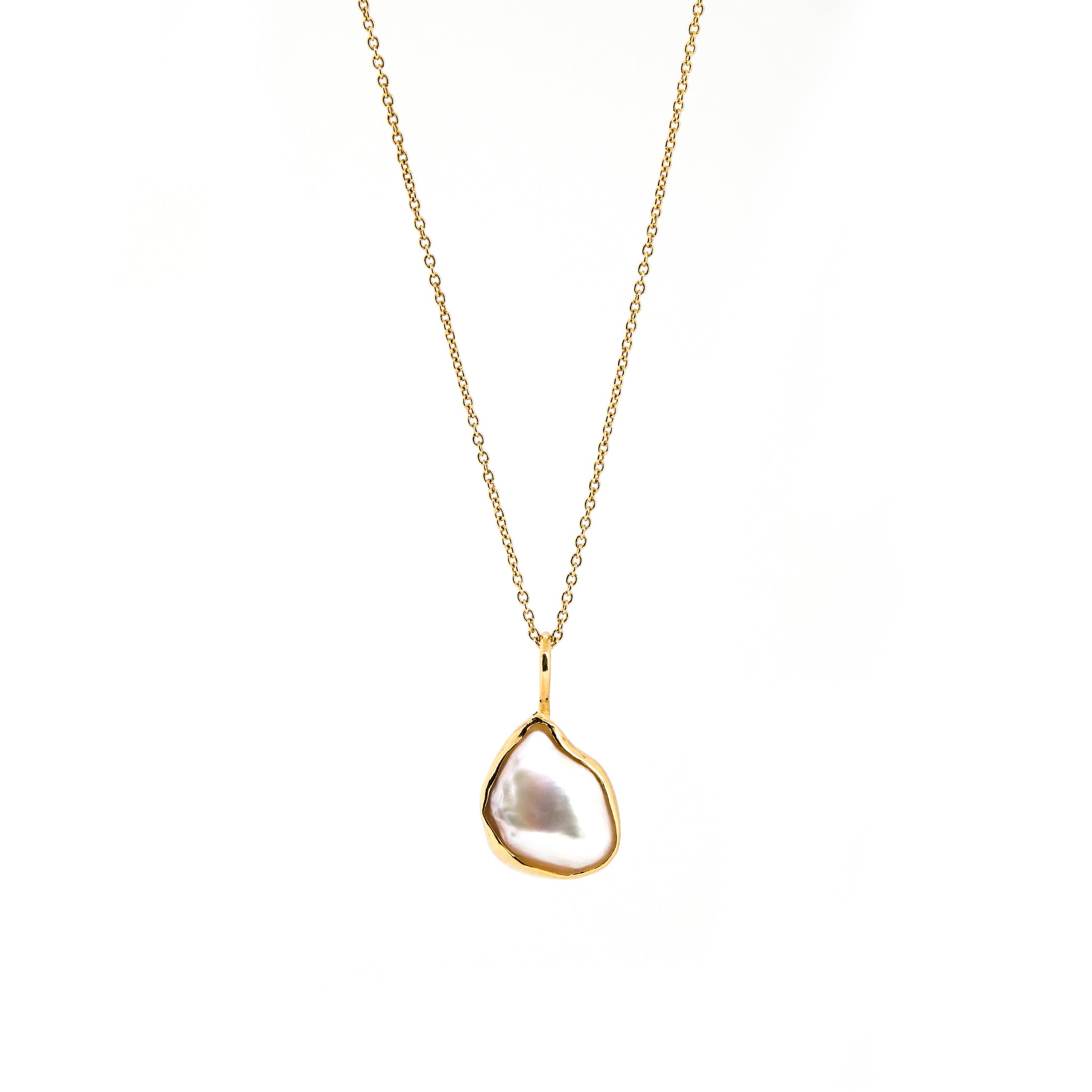 Pearl Outline Pendant / Necklace, Solid Gold