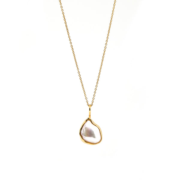 Pearl Outline Pendant / Necklace, Solid Gold