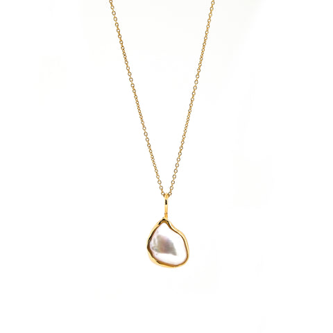 Pearl Outline Pendant / Necklace, Solid Gold