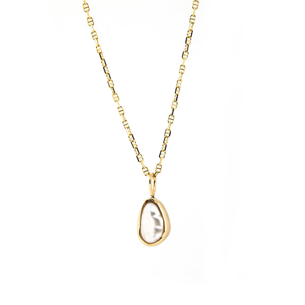 Pearl Outline Pendant / Necklace, Solid Gold