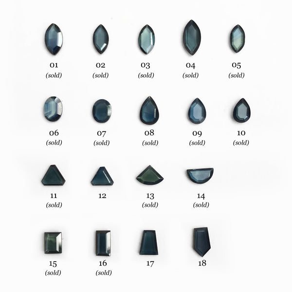 Portrait Cut Teal Sapphire Pendant Necklace, Solid Gold