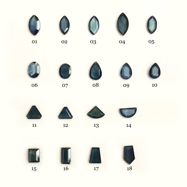 Portrait Cut Teal Sapphire Pendant Necklace, Solid Gold
