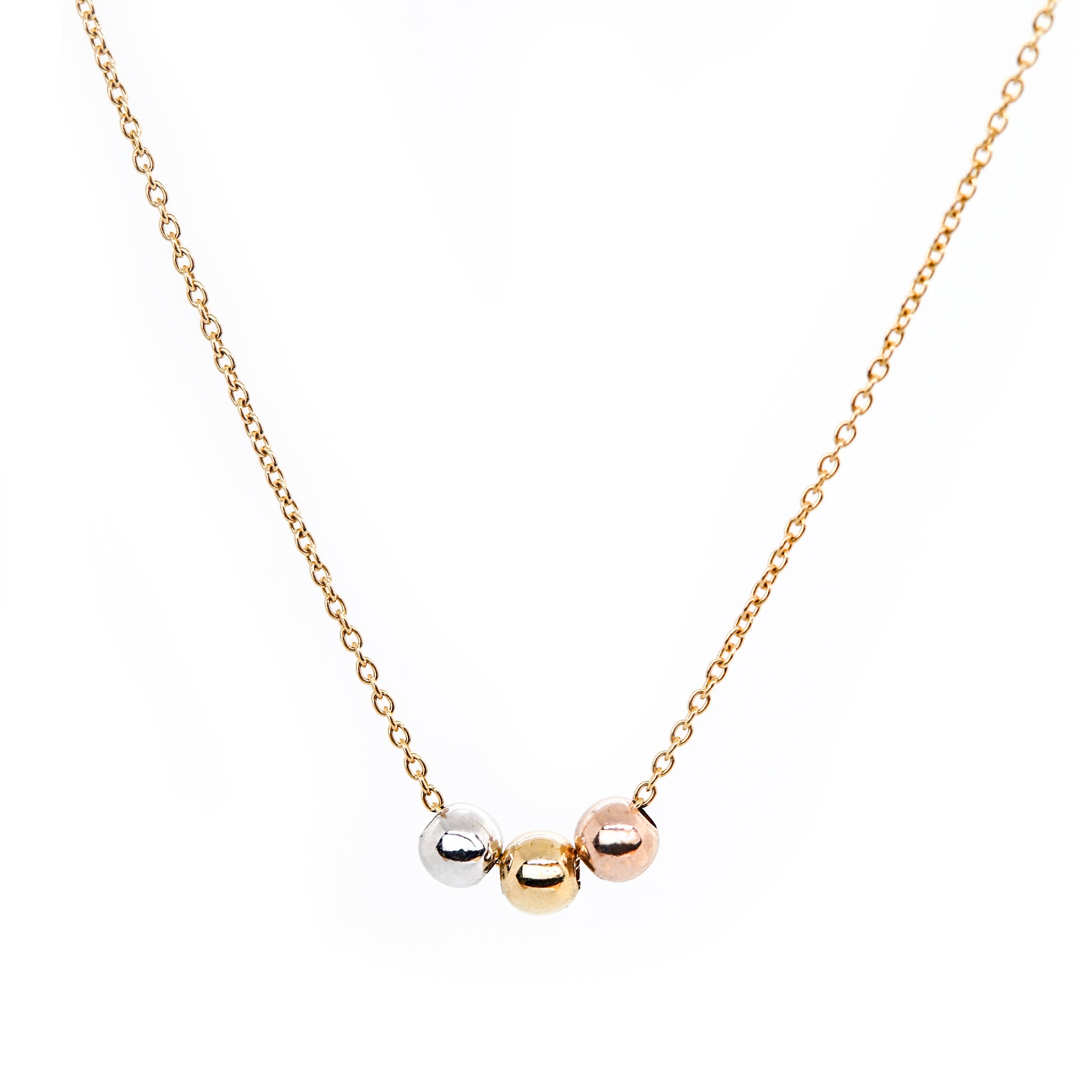 Triple Points Necklace, Solid Gold