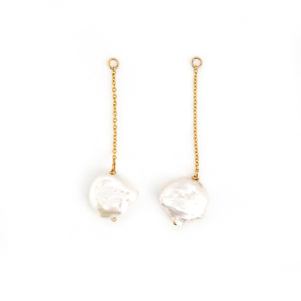 Detachable Pearl and Chain Drops for Earrings, Solid 18k Gold