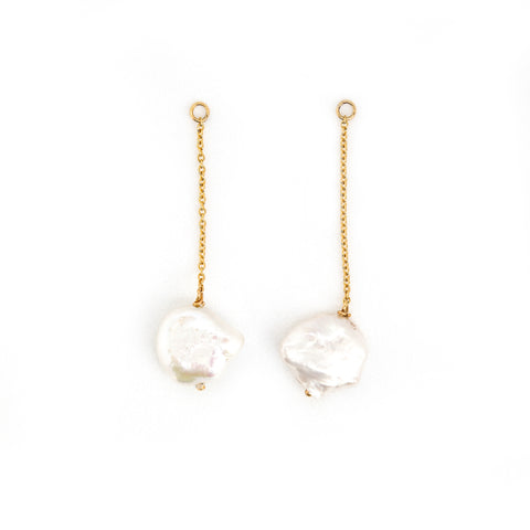 Detachable Pearl and Chain Drops for Earrings, Solid 18k Gold