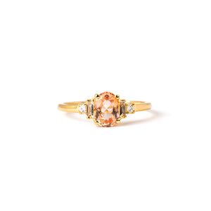 Ring with Oval Imperial Topaz (1.035 ct) and Diamonds, Solid 14k Gold | ONE-OF-A-KIND