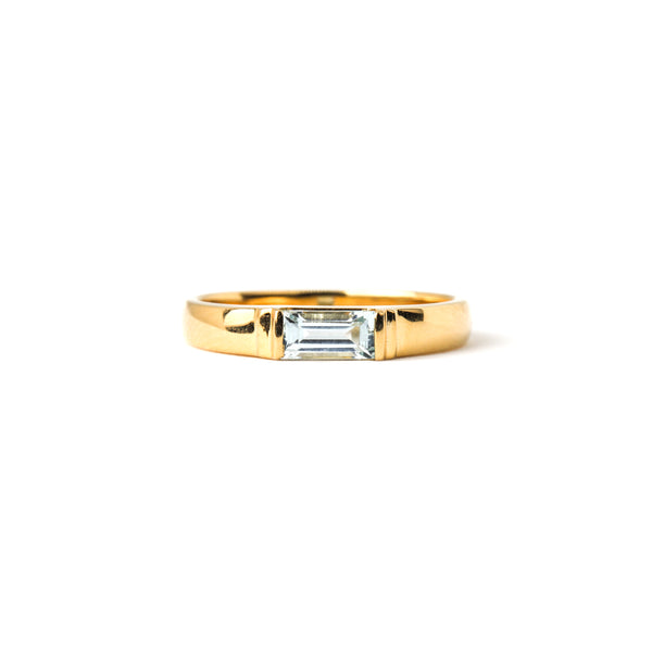 Band Ring with Baguette Aquamarine (0.47 ct), Solid 14k Gold | ONE-OF-A-KIND
