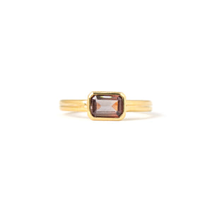 Ring with Reddish Purple Octagon Sapphire (0.765 ct), Solid 14k Gold | ONE-OF-A-KIND