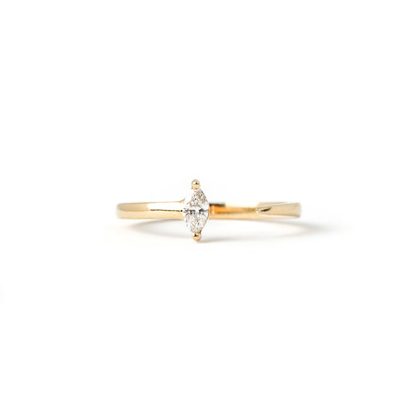 Open Tapered Ring No. 1 - Marquise Diamond (0.135 ct), Solid 14k Gold | ONE-OF-A-KIND