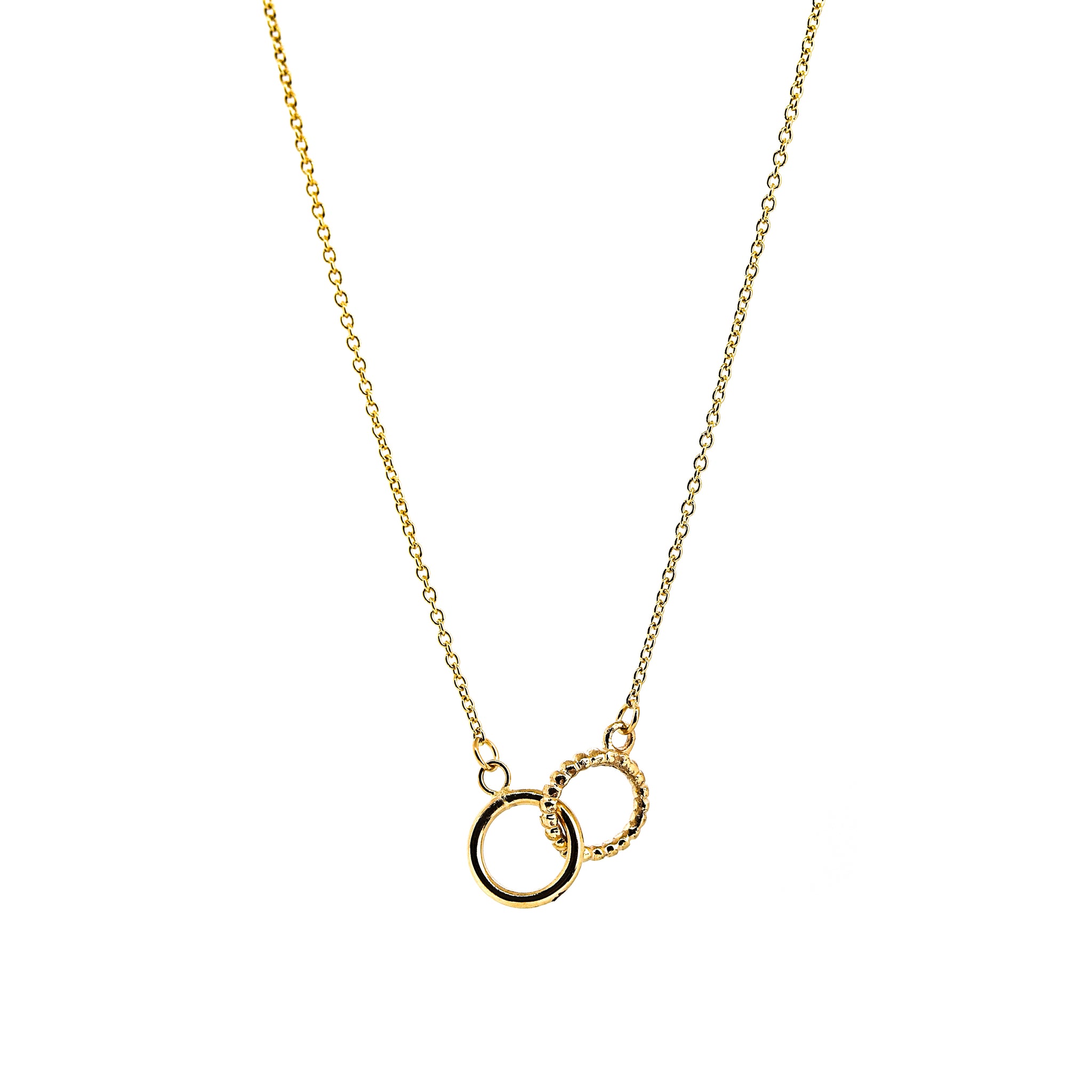 Interlocked Mini Circles Necklace, Solid 18k Gold