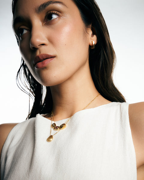 Stone on Gold Insert No. 1 Necklace - Teal Sapphire, Solid Gold | ONE-OF-A-KIND