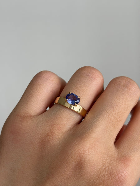 Band Ring with Stone No. 7 - Oval Tanzanite (1.2 ct), Solid 14k Gold | ONE-OF-A-KIND