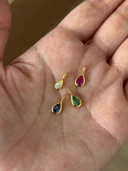 Dewdrop Pendant Necklace - Ruby, Solid Gold | LIMITED