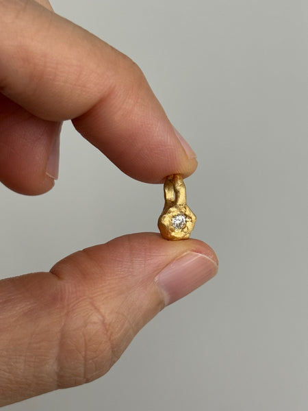 Diamond on Molten Gold Pendant Necklace, Solid Gold | LIMITED