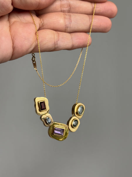 Stone on Gold Insert No. 9 Necklace - Green Sapphire, Solid Gold | ONE-OF-A-KIND