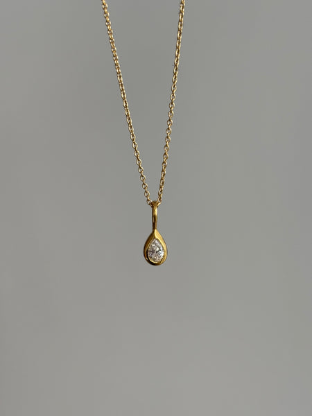 Dewdrop Pendant Necklace - Diamond, Solid Gold | LIMITED