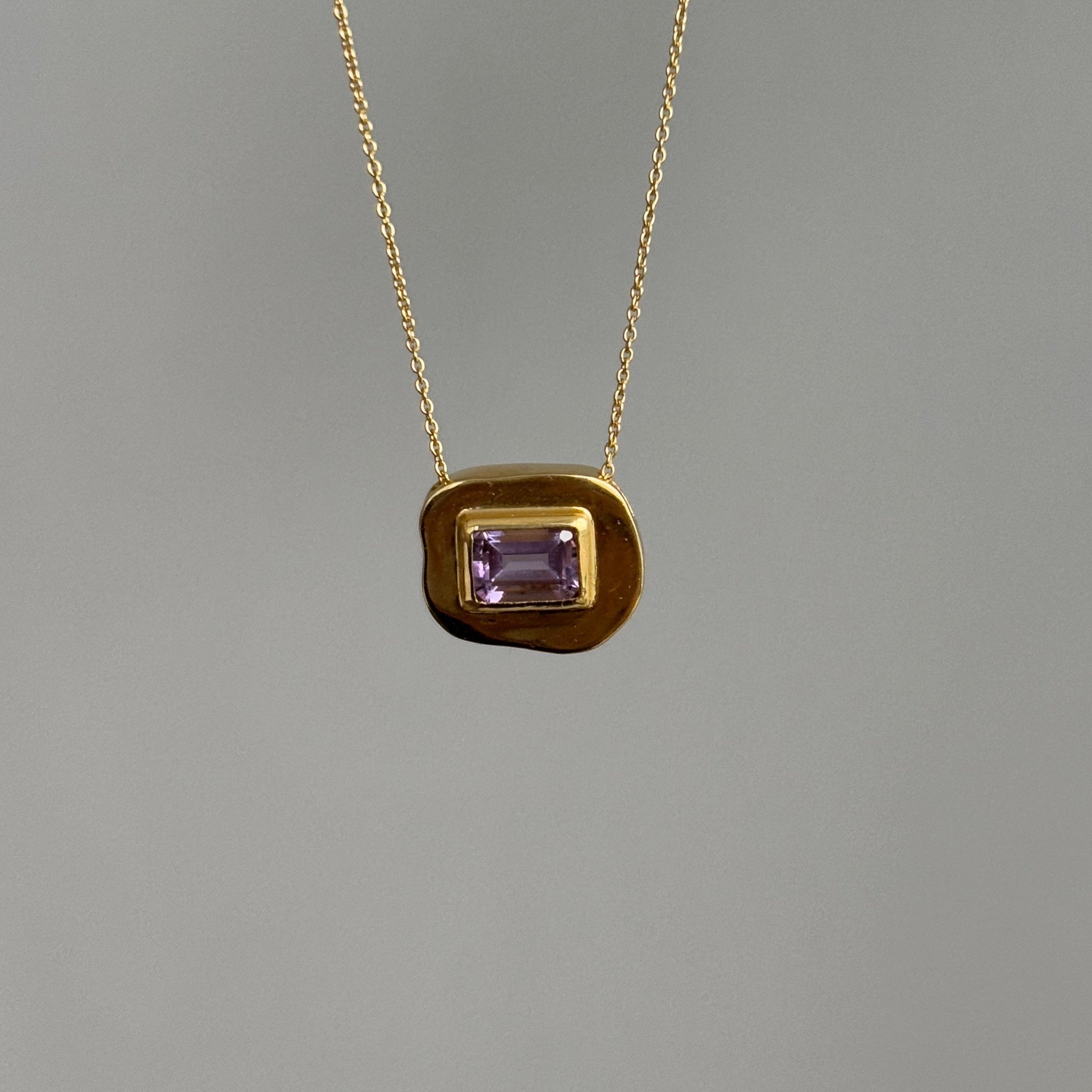 Stone on Gold Insert No. 6 Necklace - Amethyst, Solid Gold | ONE-OF-A-KIND