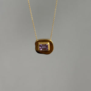 Stone on Gold Insert No. 6 Necklace - Amethyst, Solid Gold | ONE-OF-A-KIND