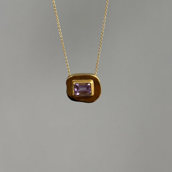 Stone on Gold Insert No. 6 Necklace - Amethyst, Solid Gold | ONE-OF-A-KIND