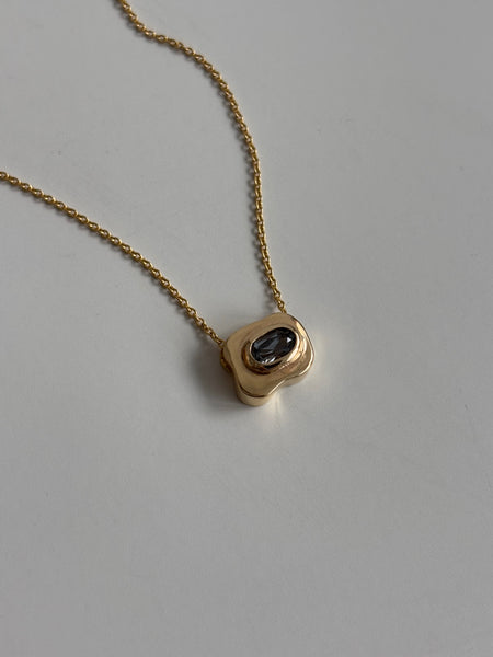 Stone on Gold Insert No. 10 Necklace - Gray Spinel, Solid Gold | ONE-OF-A-KIND