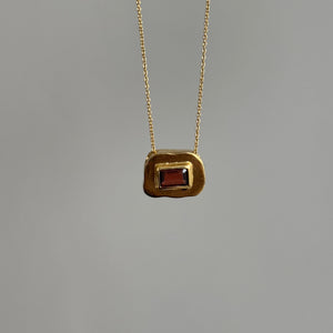 Stone on Gold Insert No. 7 Necklace - Garnet, Solid Gold | ONE-OF-A-KIND