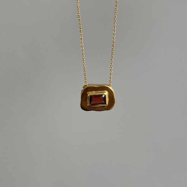 Stone on Gold Insert No. 7 Necklace - Garnet, Solid Gold | ONE-OF-A-KIND