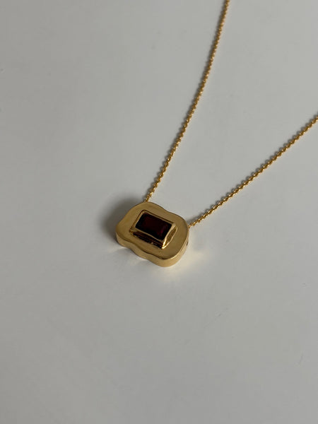 Stone on Gold Insert No. 7 Necklace - Garnet, Solid Gold | ONE-OF-A-KIND
