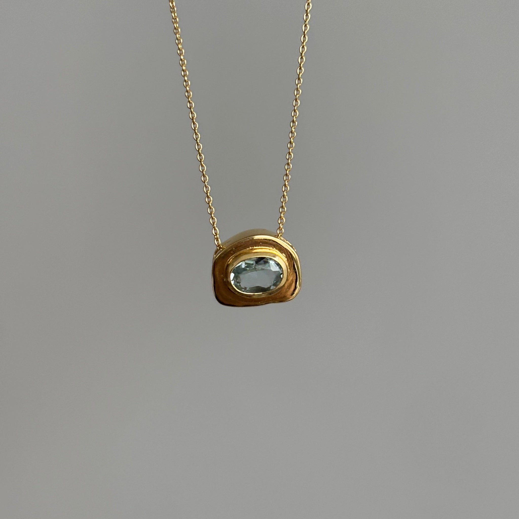 Stone on Gold Insert No. 8 Necklace - Aquamarine, Solid Gold | ONE-OF-A-KIND