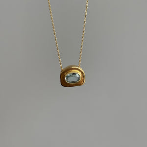 Stone on Gold Insert No. 8 Necklace - Aquamarine, Solid Gold | ONE-OF-A-KIND