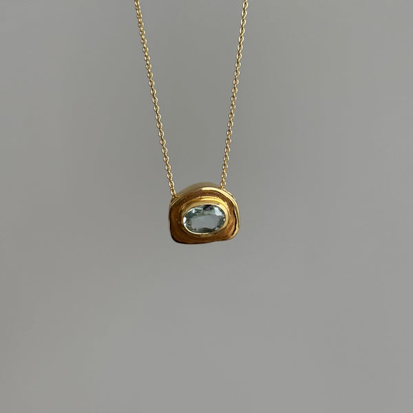 Stone on Gold Insert No. 8 Necklace - Aquamarine, Solid Gold | ONE-OF-A-KIND