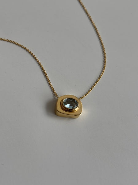 Stone on Gold Insert No. 8 Necklace - Aquamarine, Solid Gold | ONE-OF-A-KIND