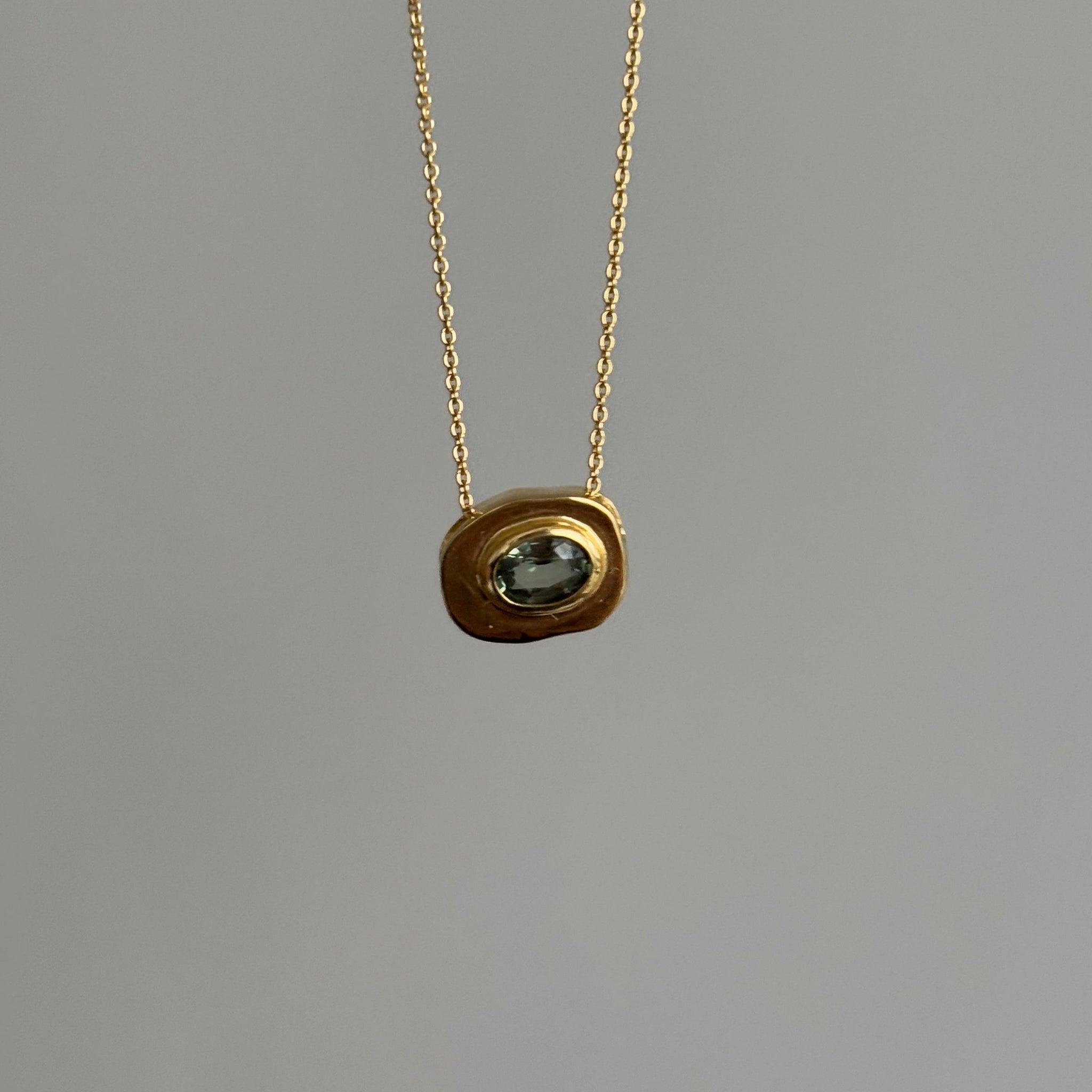 Stone on Gold Insert No. 9 Necklace - Green Sapphire, Solid Gold | ONE-OF-A-KIND
