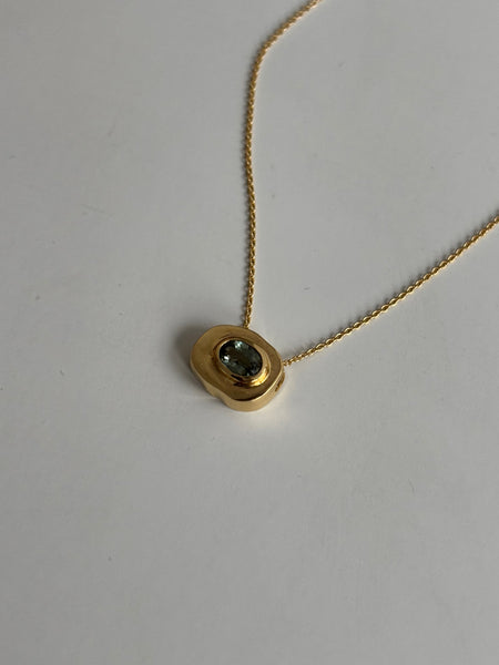 Stone on Gold Insert No. 9 Necklace - Green Sapphire, Solid Gold | ONE-OF-A-KIND