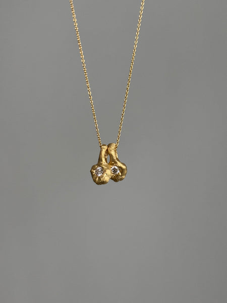 Diamond on Molten Gold Pendant Necklace, Solid Gold | LIMITED