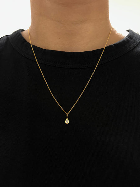 Dewdrop Pendant Necklace - Diamond, Solid Gold | LIMITED