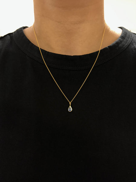 Dewdrop Pendant Necklace - Sapphire, Solid Gold | LIMITED