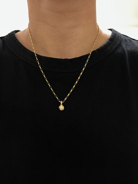 Diamond on Molten Gold Pendant Necklace, Solid Gold | LIMITED