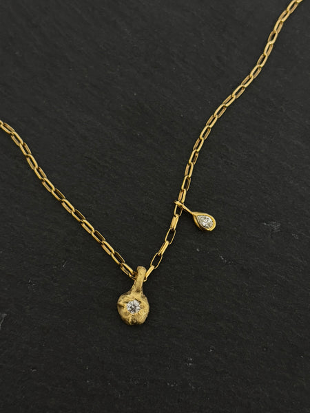 Dewdrop Pendant Necklace - Ruby, Solid Gold | LIMITED