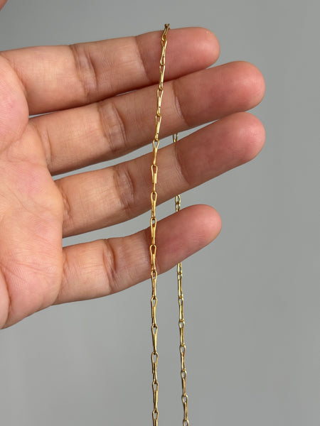 Everyday Pinched Link Chain Necklace / Bracelet, Solid 14k Gold