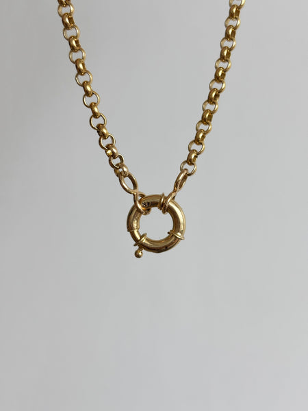 Chunky Round Rolo Chain with Sailor Clasp Necklace, Solid 14k Gold | LIMITED