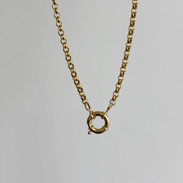 Chunky Round Rolo Chain with Sailor Clasp Necklace, Solid 14k Gold | LIMITED
