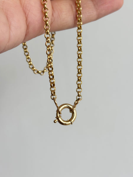 Chunky Round Rolo Chain with Sailor Clasp Necklace, Solid 14k Gold | LIMITED