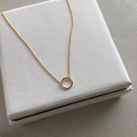 Mini Circle Necklace, Solid 18k Gold