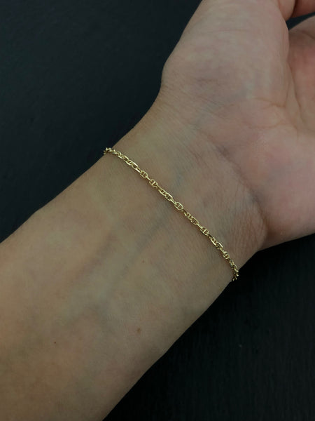 Everyday Thin Flat Anchor Chain Necklace / Bracelet, Solid 14k Gold
