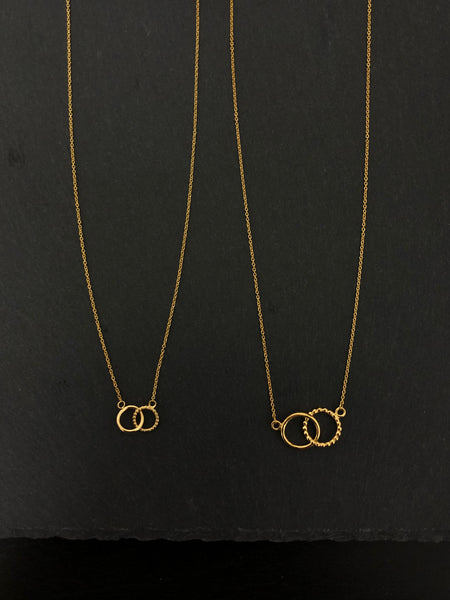 Interlocked Circles Necklace, Solid 18k Gold