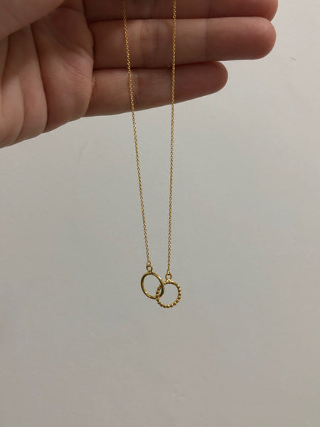 Interlocked Circles Necklace, Solid 18k Gold